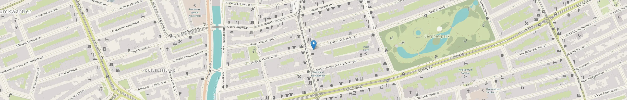 Kaart van Amsterdam De Pijp met het kantoor van Gitta van der Sluis aan de Eerste Jan Steenstraat 84